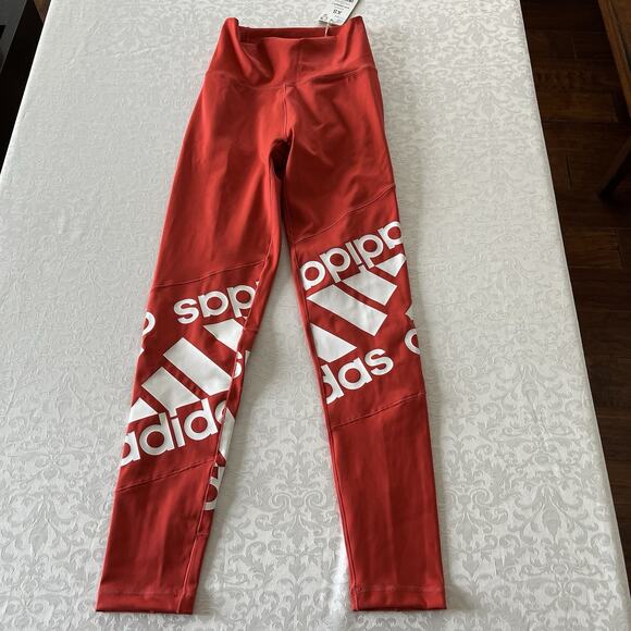 adidas Pants - NEW ADIDAS Womens Size XS Disrupt Training Leggings High Rise Red/Orange